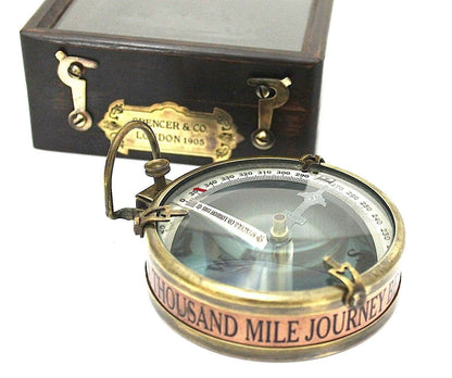 Brass Magnified Compass with wooden Box