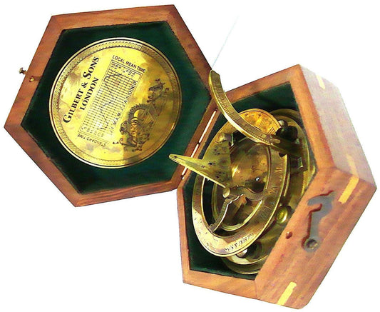 Solid Brass Sundial Compass - Gilbert & Sons London