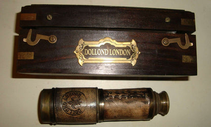 Ship Brass Telescope Spyglass in wood case