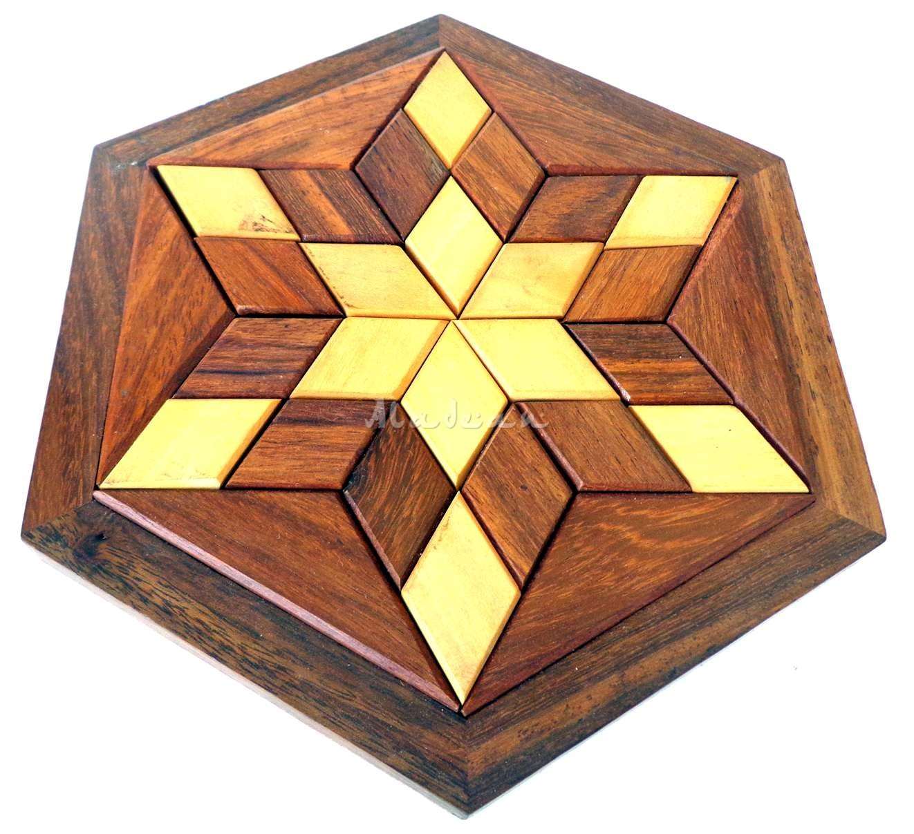 Hexa Wood Tangram Puzzle Game