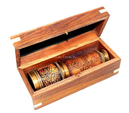 Brass Antique Telescope with wooden box