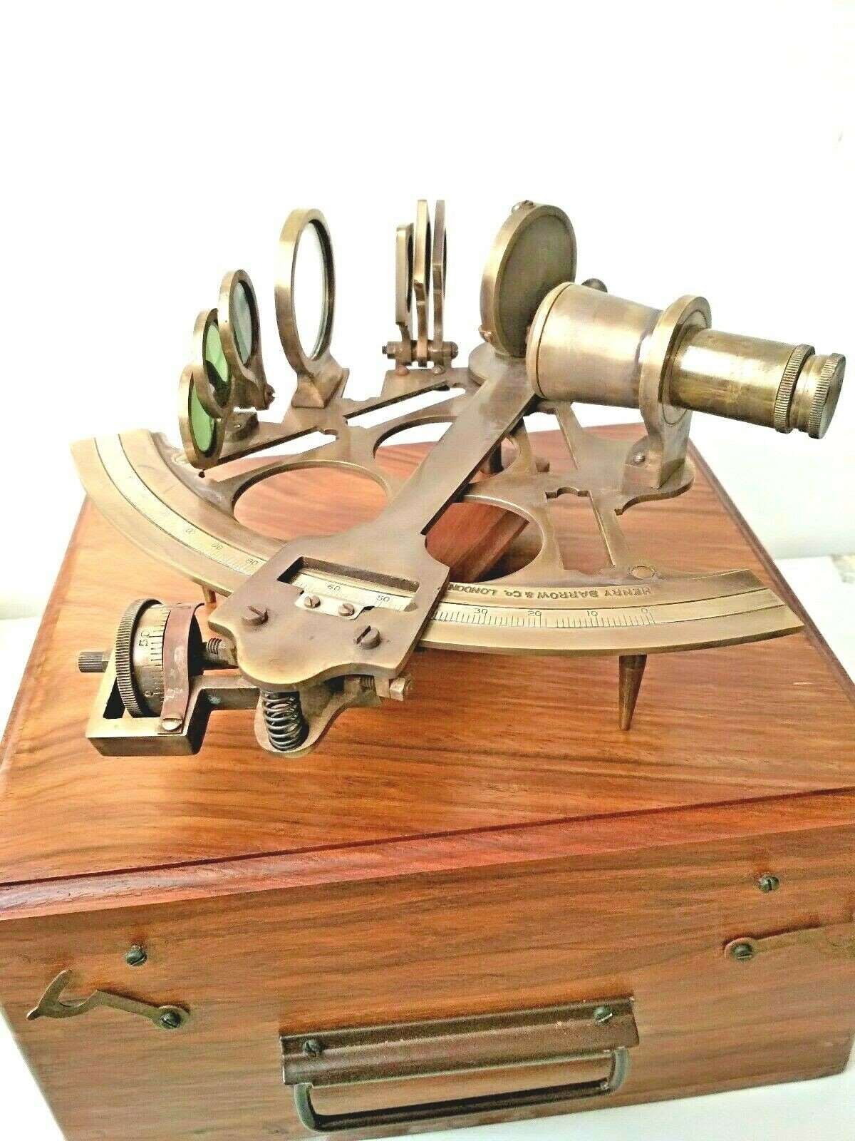 Rare Antique Brass Sextant HENRY BARROW & CO LONDON Manufacturer