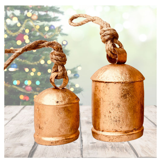 Rustic Harmony Cowbell Decorative Chritmas Bells Set (2-piece: 6-inch and 4-inch)