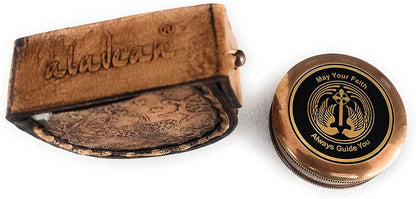 Gravierter Messingkompass „Religion May Your Faith Guide You“ – Geschenk zur Erstkommunion, Taufe, Konfirmation und Abschlussfeier