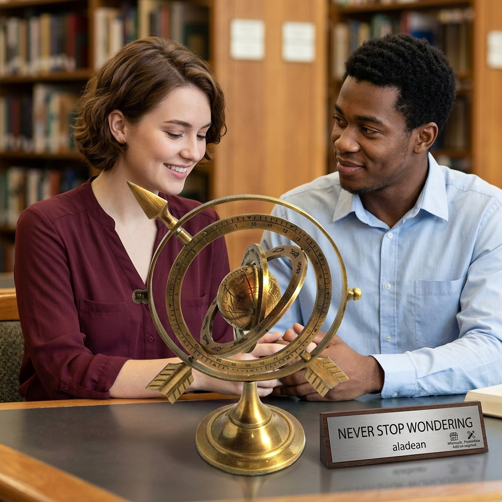8-inch brass armillary globe with pedestal