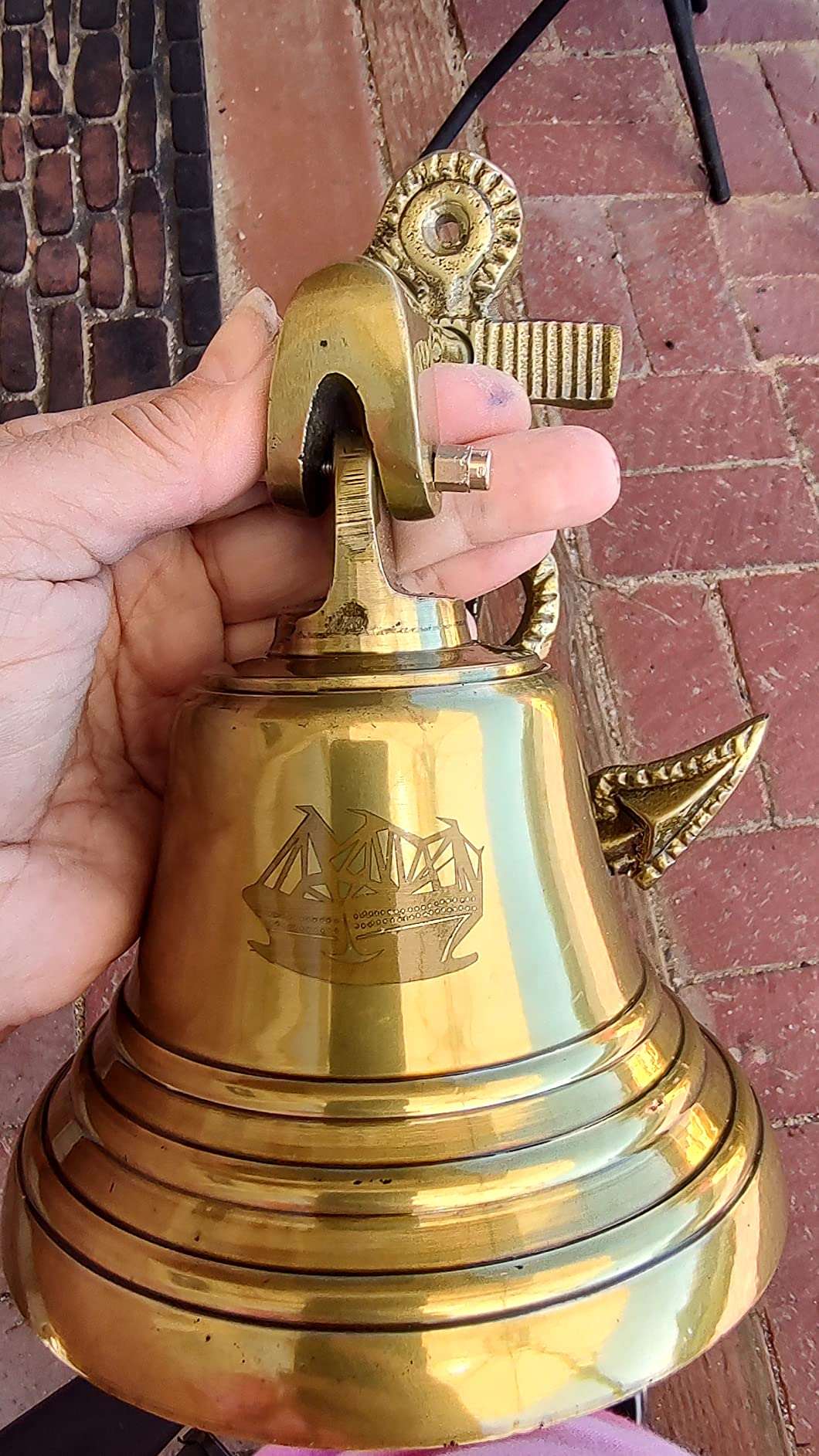  10 Polished Brass Dinner Bell - Nautical Decor