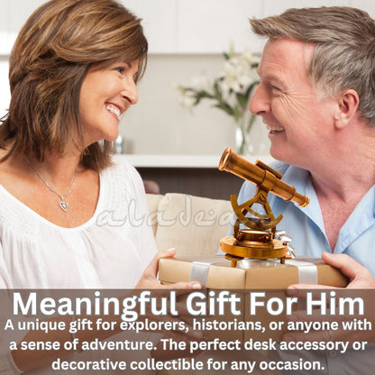 Brass Alidade Telescope with Compass - Vintage Surveying Instrument Decor