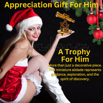 Brass Alidade Telescope with Compass - Vintage Surveying Instrument Decor