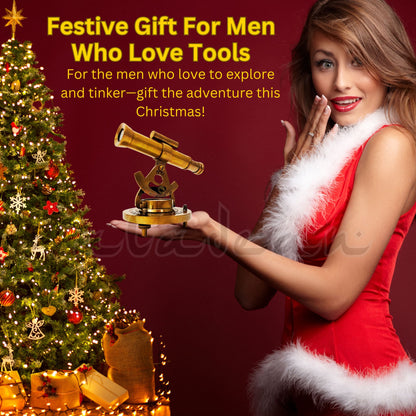 Brass Alidade Telescope with Compass - Vintage Surveying Instrument Decor