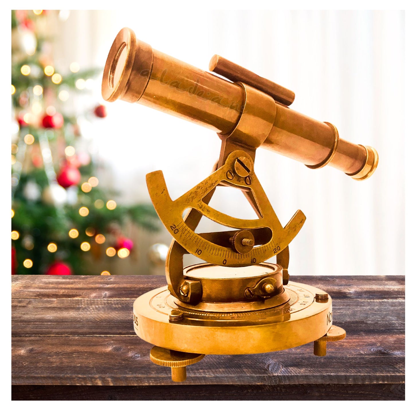 Vintage Brass Alidade Telescope with Base Compass