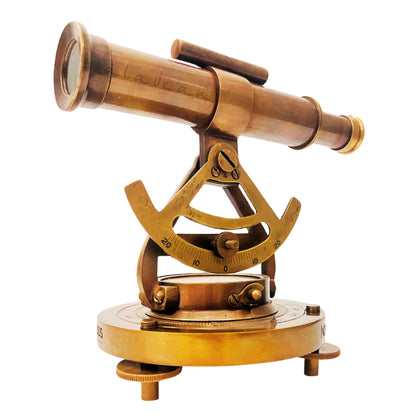 Brass Alidade Telescope with Compass - Vintage Surveying Instrument Decor