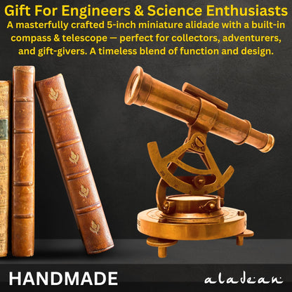 Brass Alidade Telescope with Compass - Vintage Surveying Instrument Decor