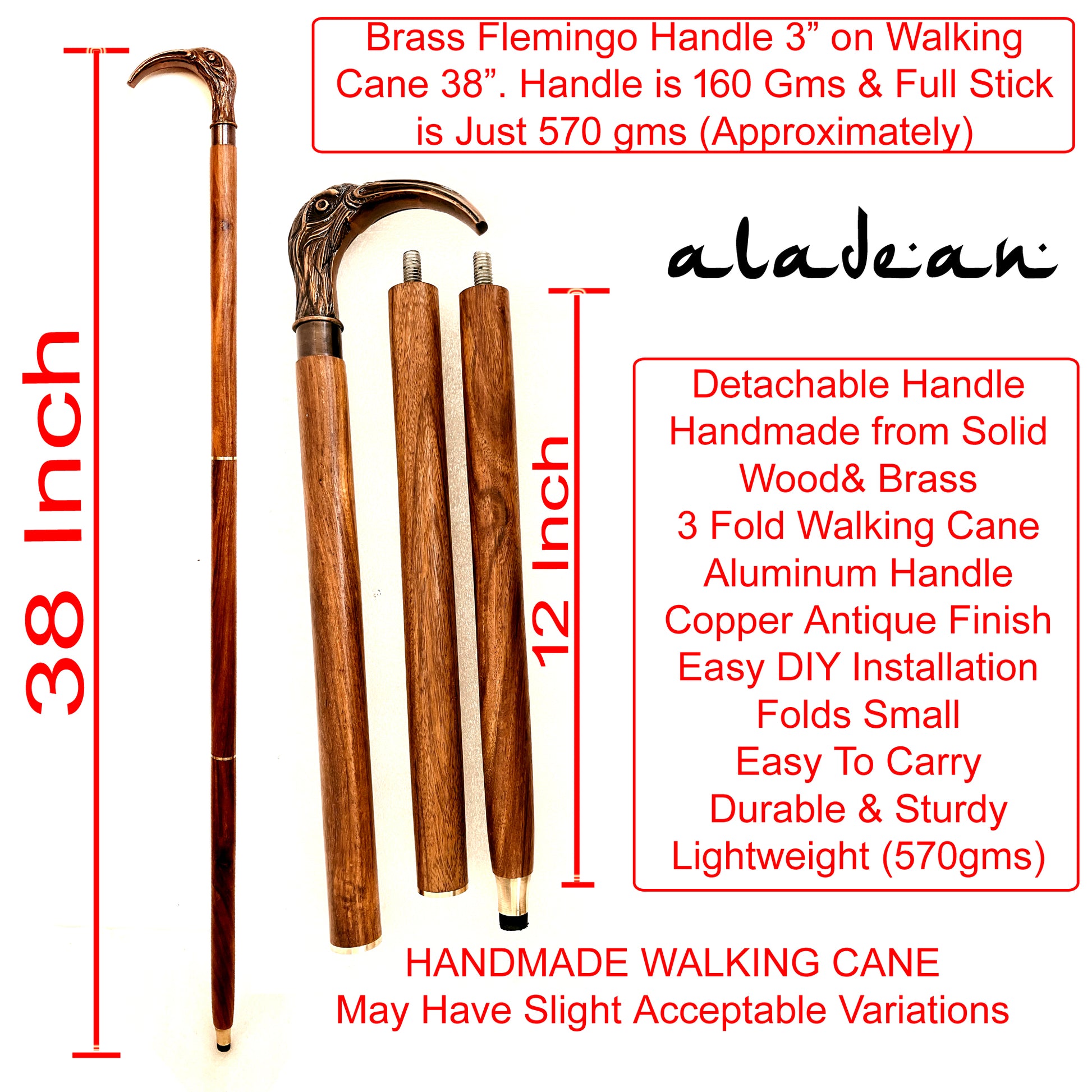 Flemingo Handle Walking Cane Stylish walking stick by aladean US UK