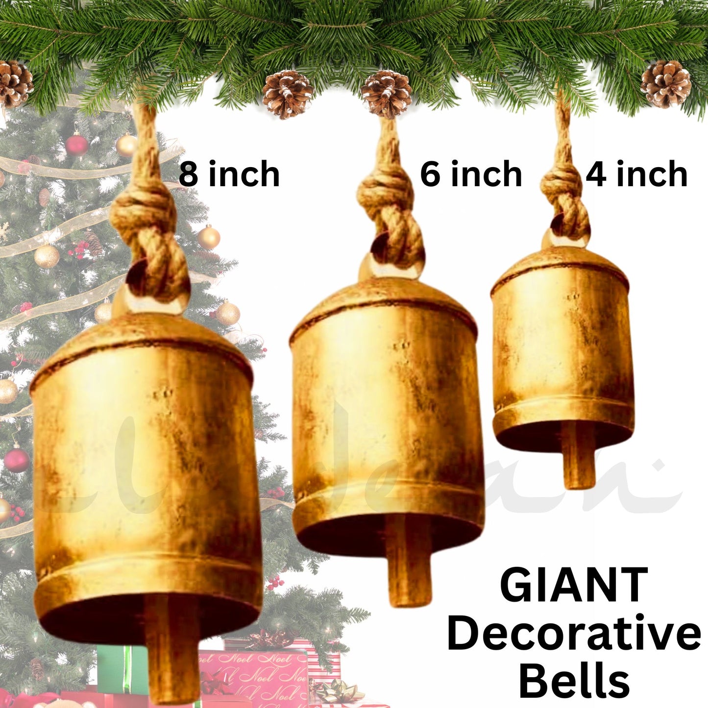 Set of 3 Hanging Harmony Bells Garden Rustic Relaxing Tranquil Wind Chimes
