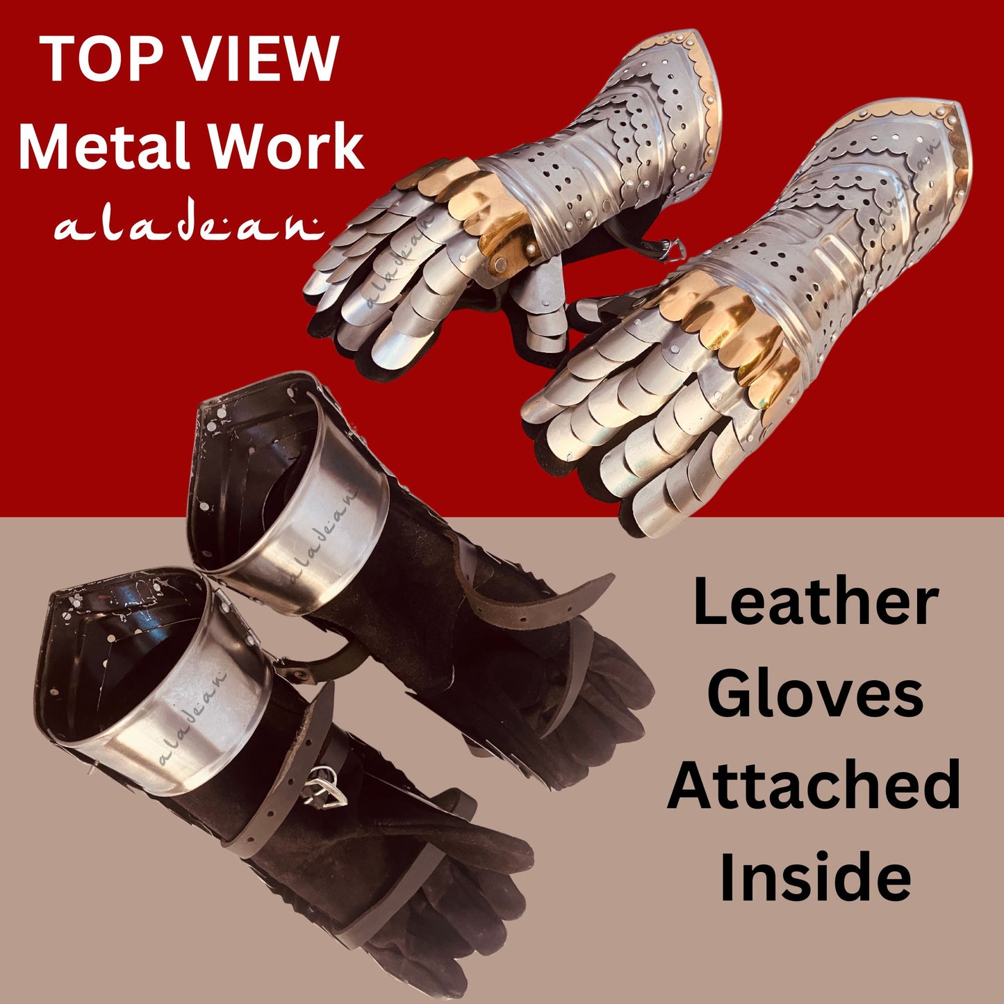 German Gothic Knight Style Gauntlets - Medieval Gloves