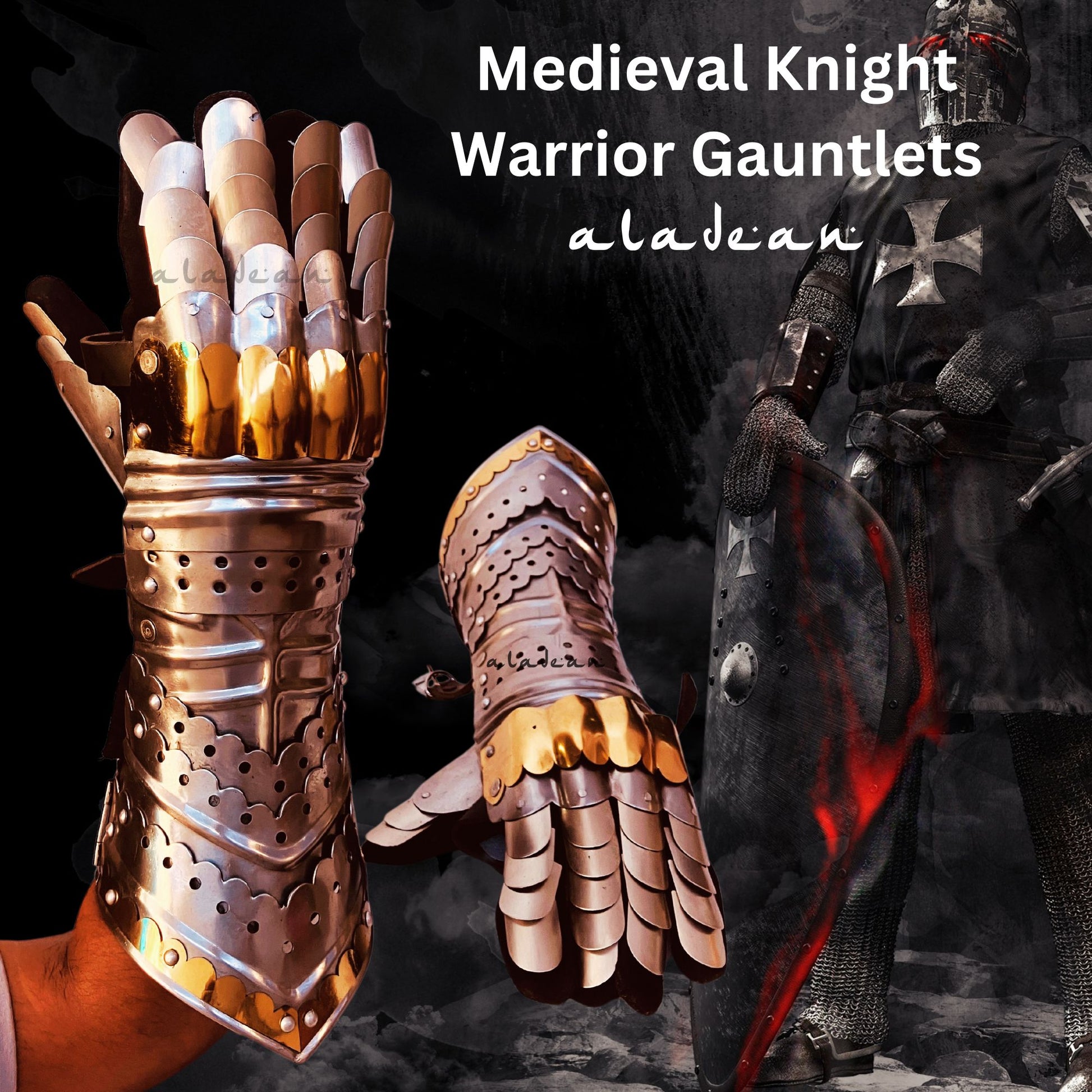 German Gothic Knight Style Gauntlets - Medieval Gloves – aladean