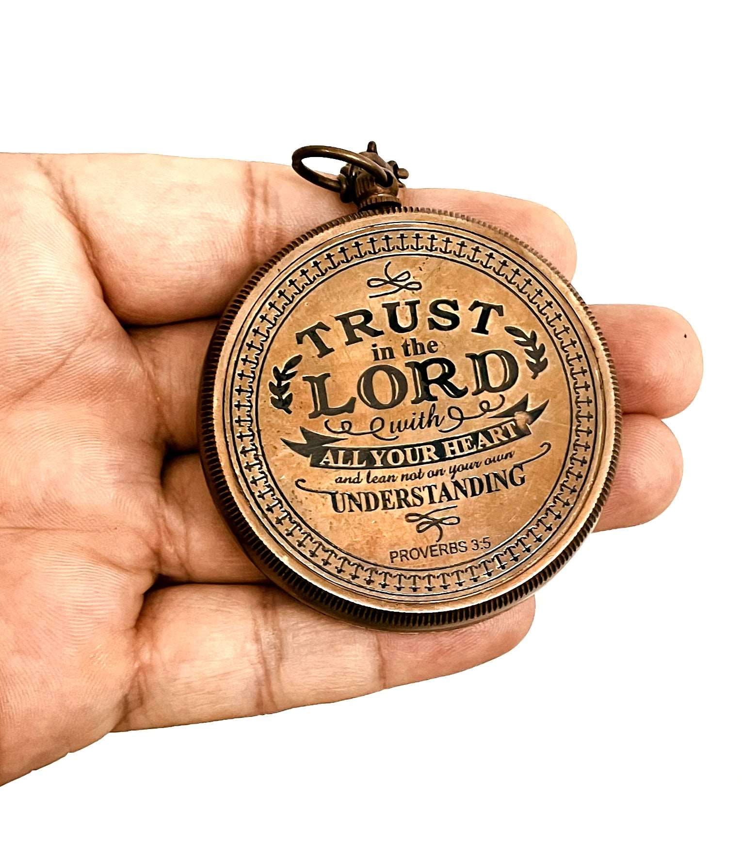 Religious Gifts - Trust in The Lord with All Your Heart Compass in Wood Box