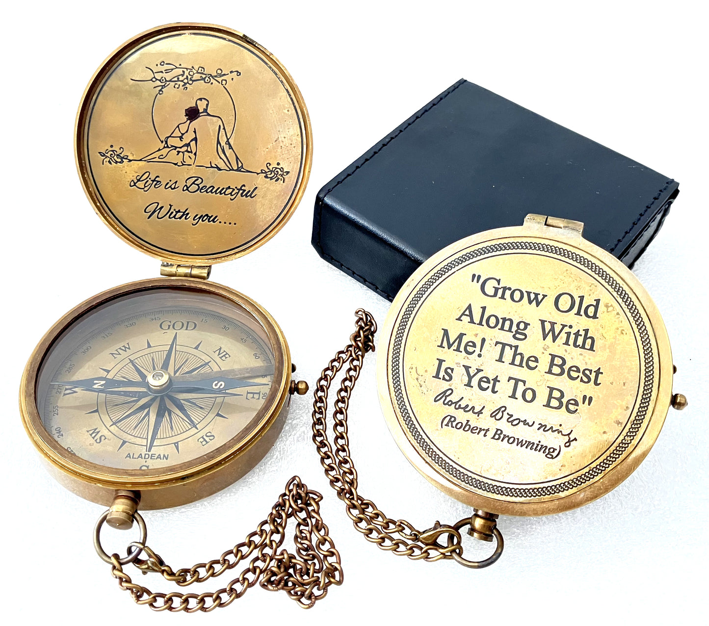Romantic Gift Engraved Compass 3 " with Love quote