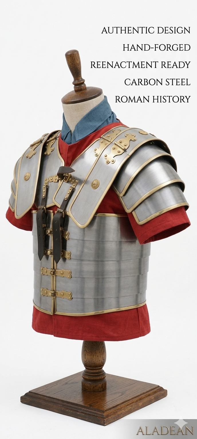 Lorica Segmentata Roman Soldier Medieval Armor Suit | Mild Steel Brass Accents | SCA LARP Reenactment Cosplay