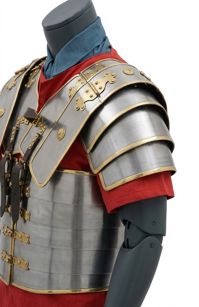 Lorica Segmentata Roman Soldier Medieval Armor Suit | Mild Steel Brass Accents | SCA LARP Reenactment Cosplay
