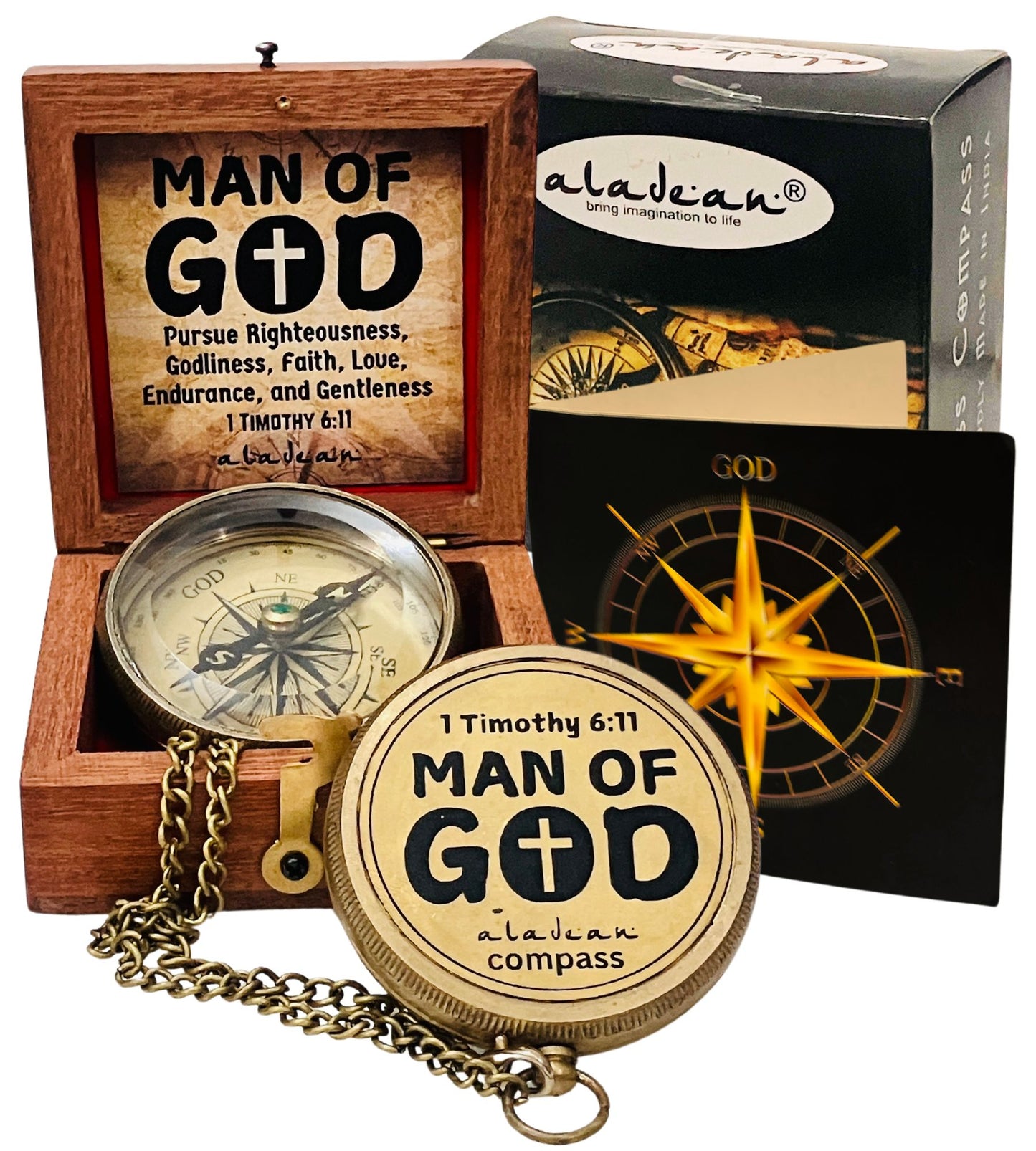 MAN OF GOD Compass 2" Inspirational Gift for Men