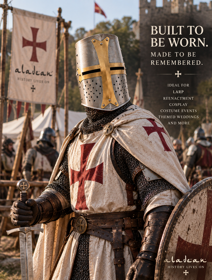 Templar Knight Crusaders Helmet – Handcrafted Steel Medieval Armor | Wearable Adult Costume