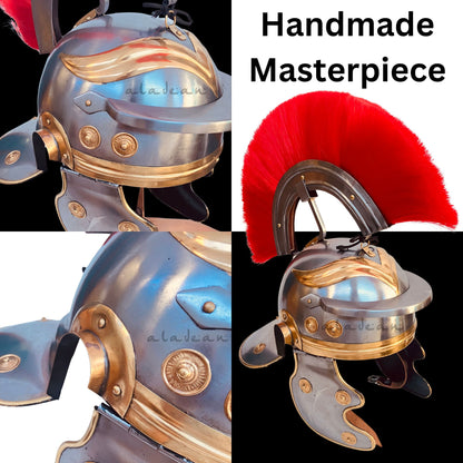 Roman Centurion Helmet Authentic - Metal Armor for Reenactment Cosplay Theater