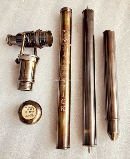 Brass Walking Cane Vintage Spyglass Telescope Handle Walking Stick