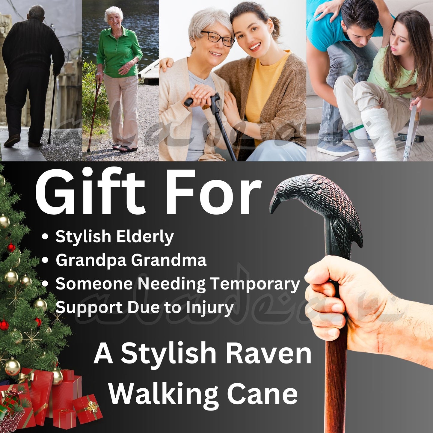 Raven Handle Walking Cane for Stylish Men Women