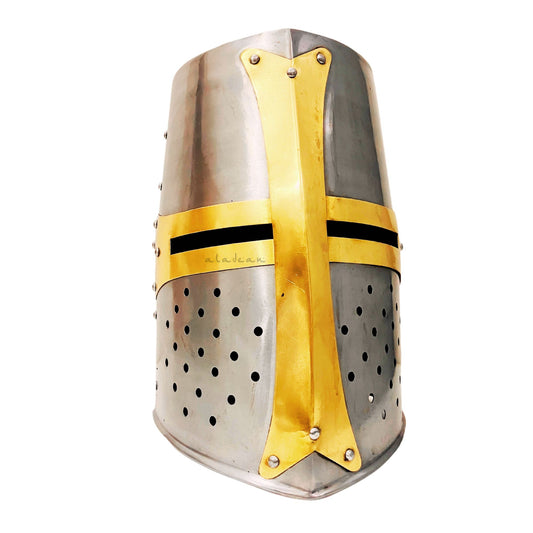 Templar Crusader Knights Helmet – Handcrafted Steel Medieval Armor | Wearable Adult Costume