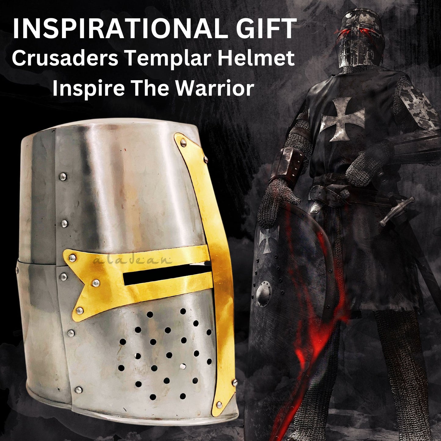 Templar Crusader Knights Helmet – Handcrafted Steel Medieval Armor | Wearable Adult Costume