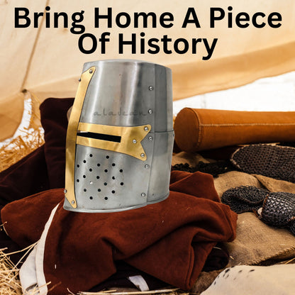 Templar Crusader Knights Helmet – Handcrafted Steel Medieval Armor | Wearable Adult Costume