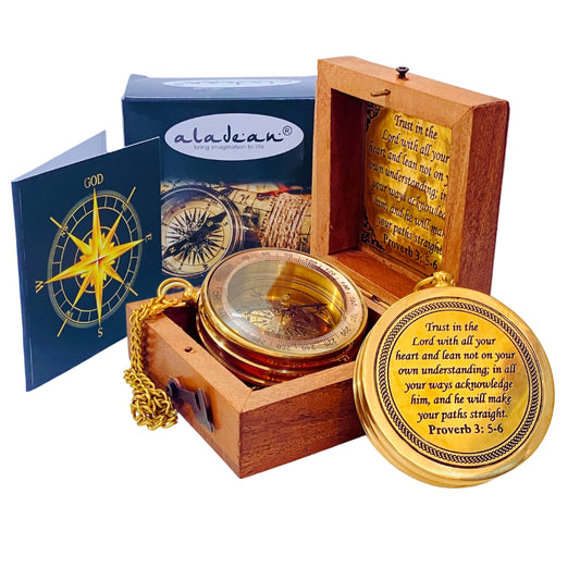 Trust in The Lord (Proverb 3:5,6) Engraved Compass Inspirational Gift