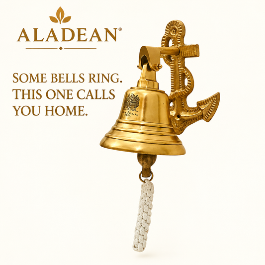Aladean brass ship bell with anchor bracket product advertisement