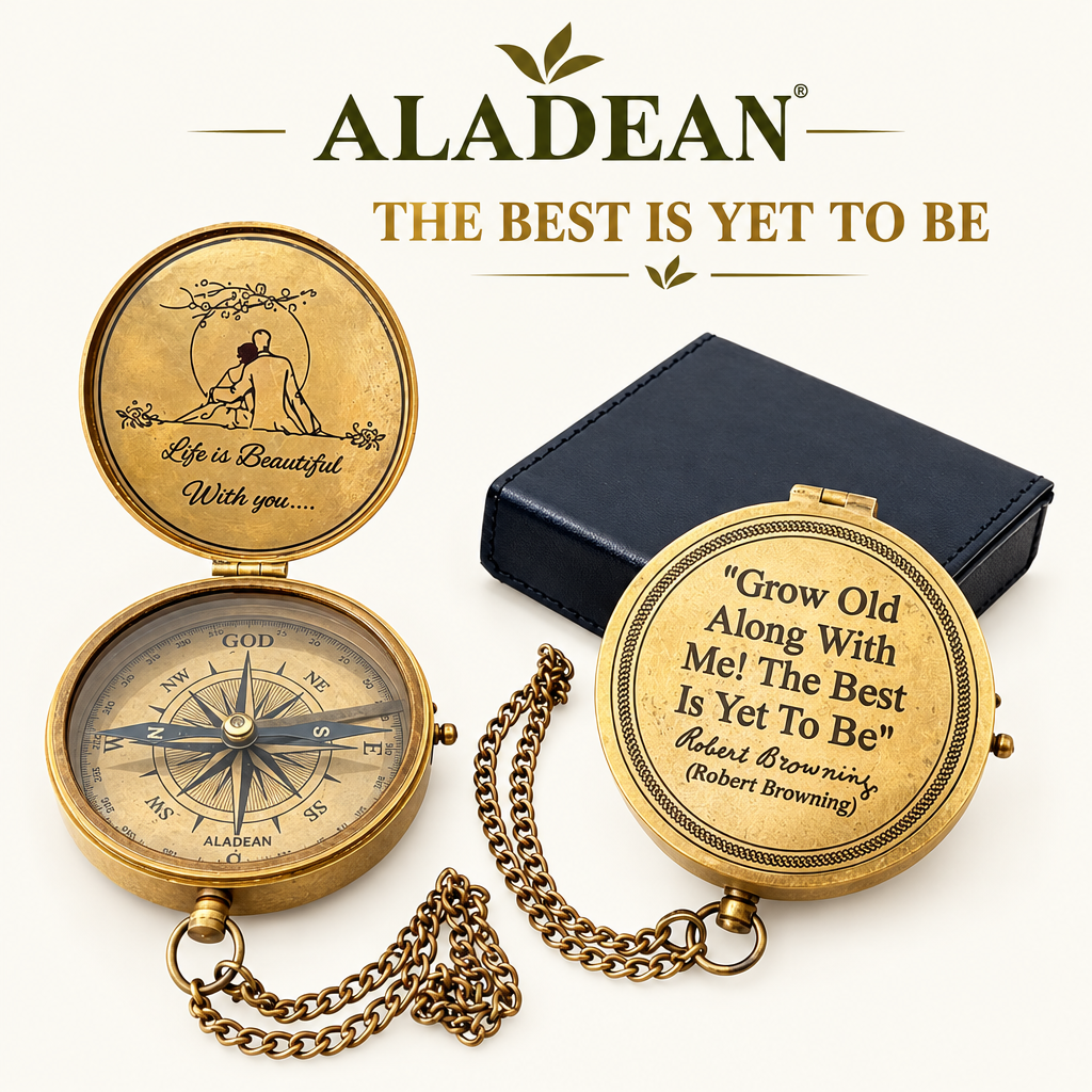 Aladean Grow Old Along With Me brass compass product advertisement