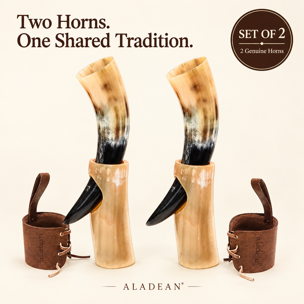 Aladean two-Drinking horn Viking Gifts for Men
