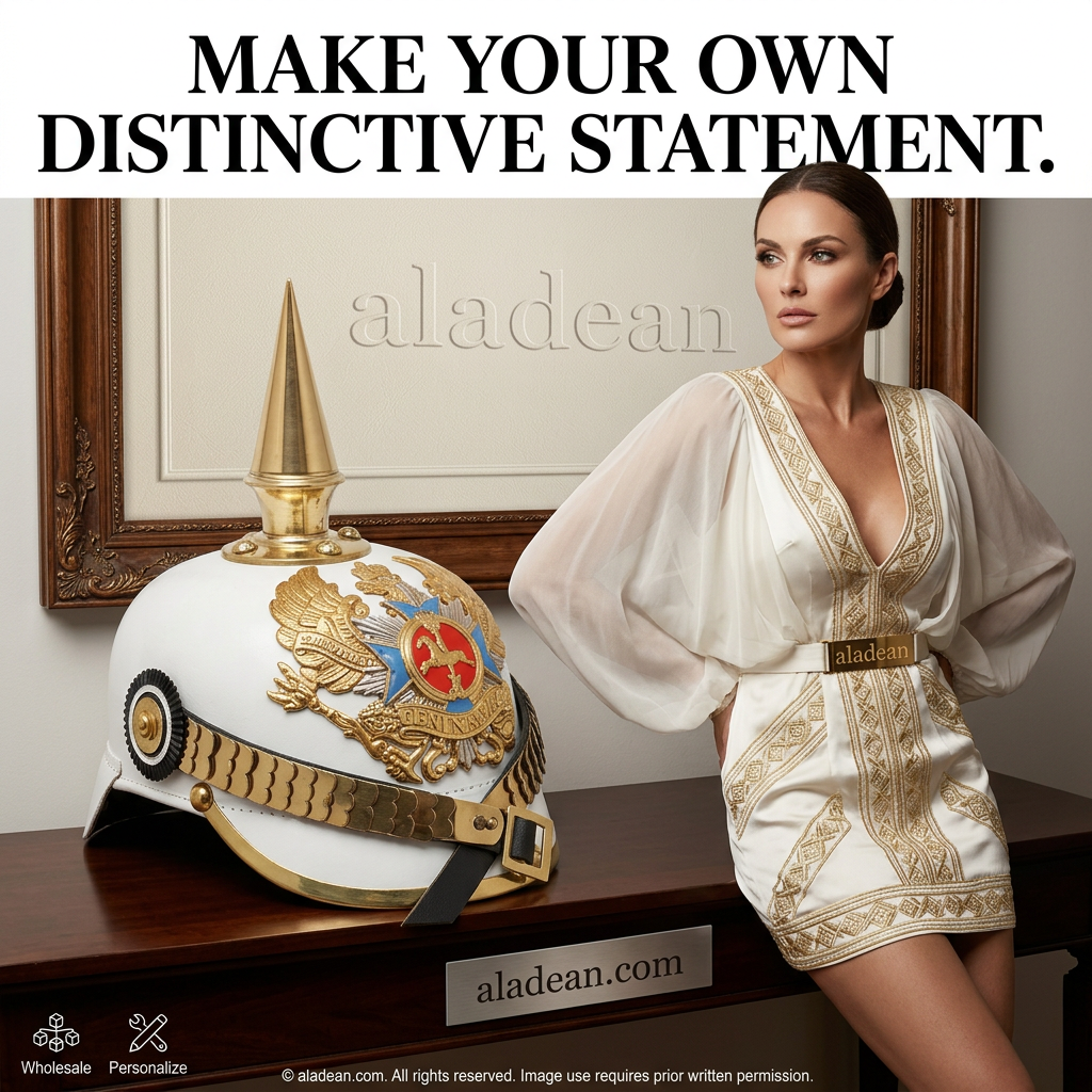 Aladean white Pickelhaube helmet wholesale