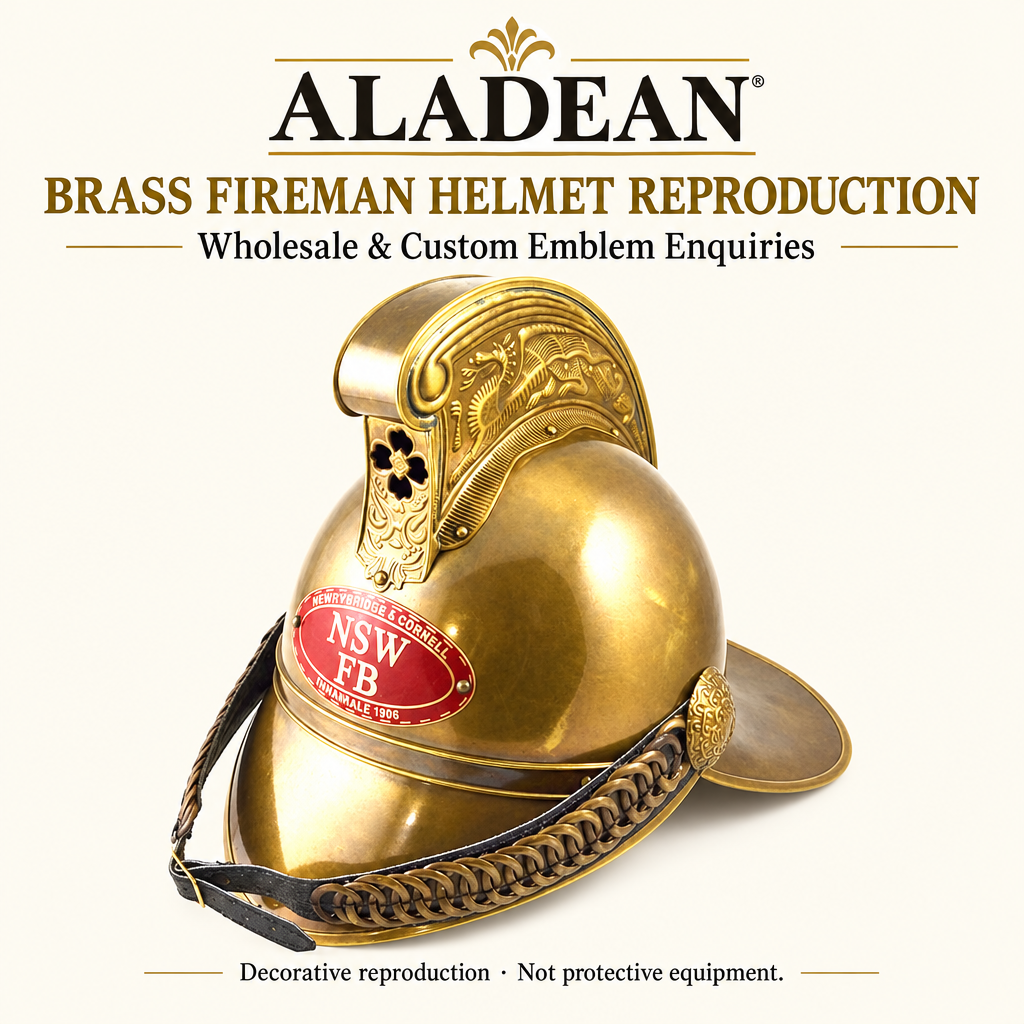 Aladean wholesale brass fireman helmet reproduction advertisement