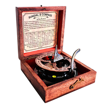 Brass & Copper Sundial Compass 3" SunClock — Handmade Rustic Vintage | Copper & Bronze Anniversary Inspirational Gift