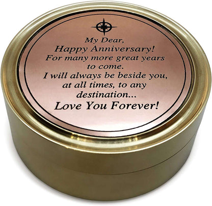 Anniversary Gift Brass Sundial Compass - Romantic Gift Idea