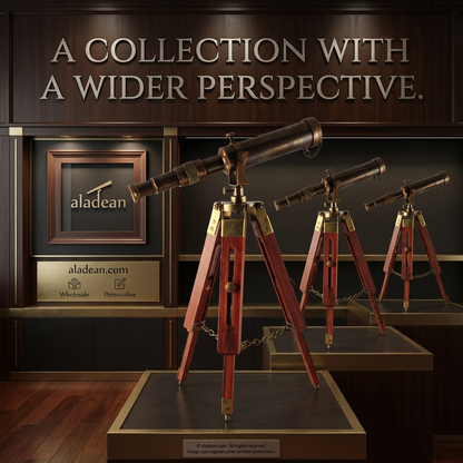 Antique-finish brass tripod telescope wholesale