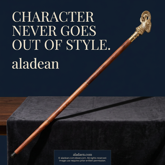 Aries Ram Head Brass Walking Cane