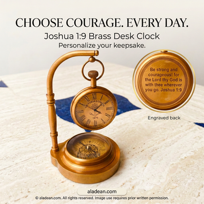 Be Strong and Courageous Brass Desk Clock