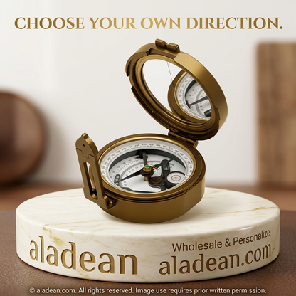 Black-finish brass pocket compass wholesale