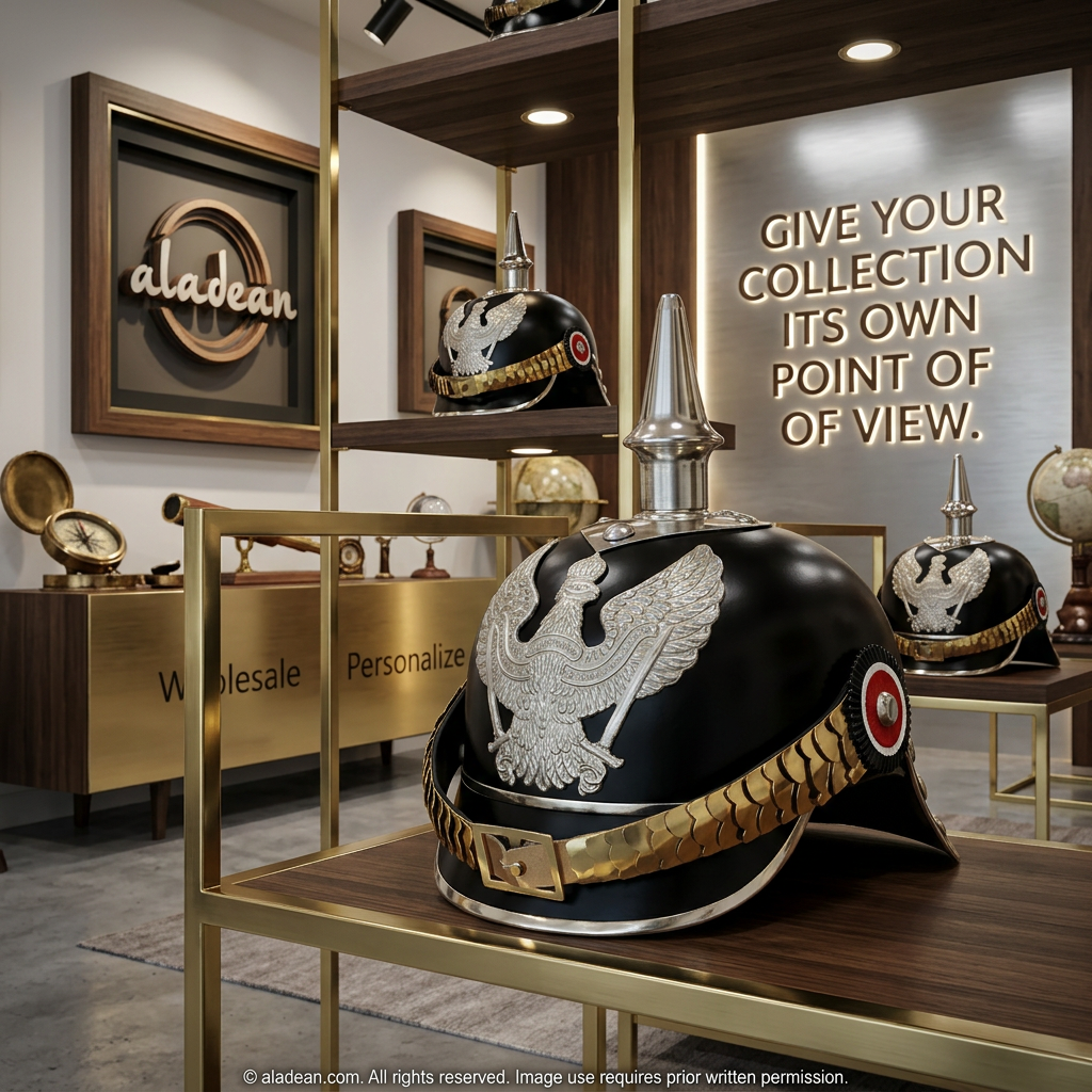 Black Pickelhaube helmet with eagle crest