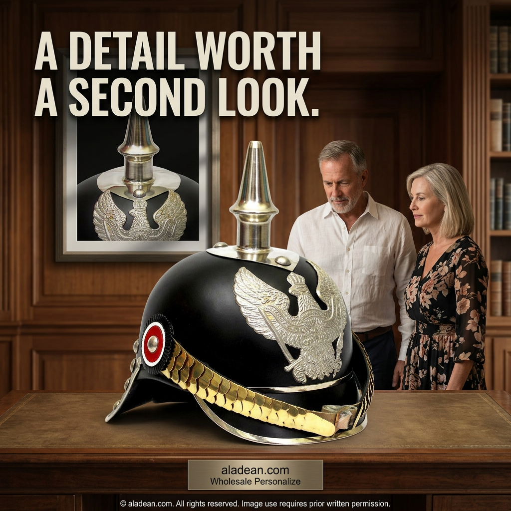 Black spiked Pickelhaube helmet wholesale