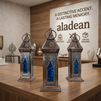 Blue glass lantern wholesale decor