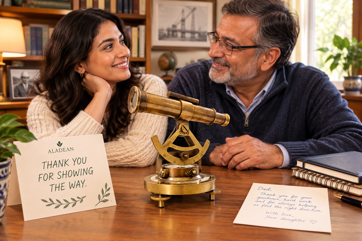 Brass alidade presented as a meaningful engineer retirement gift