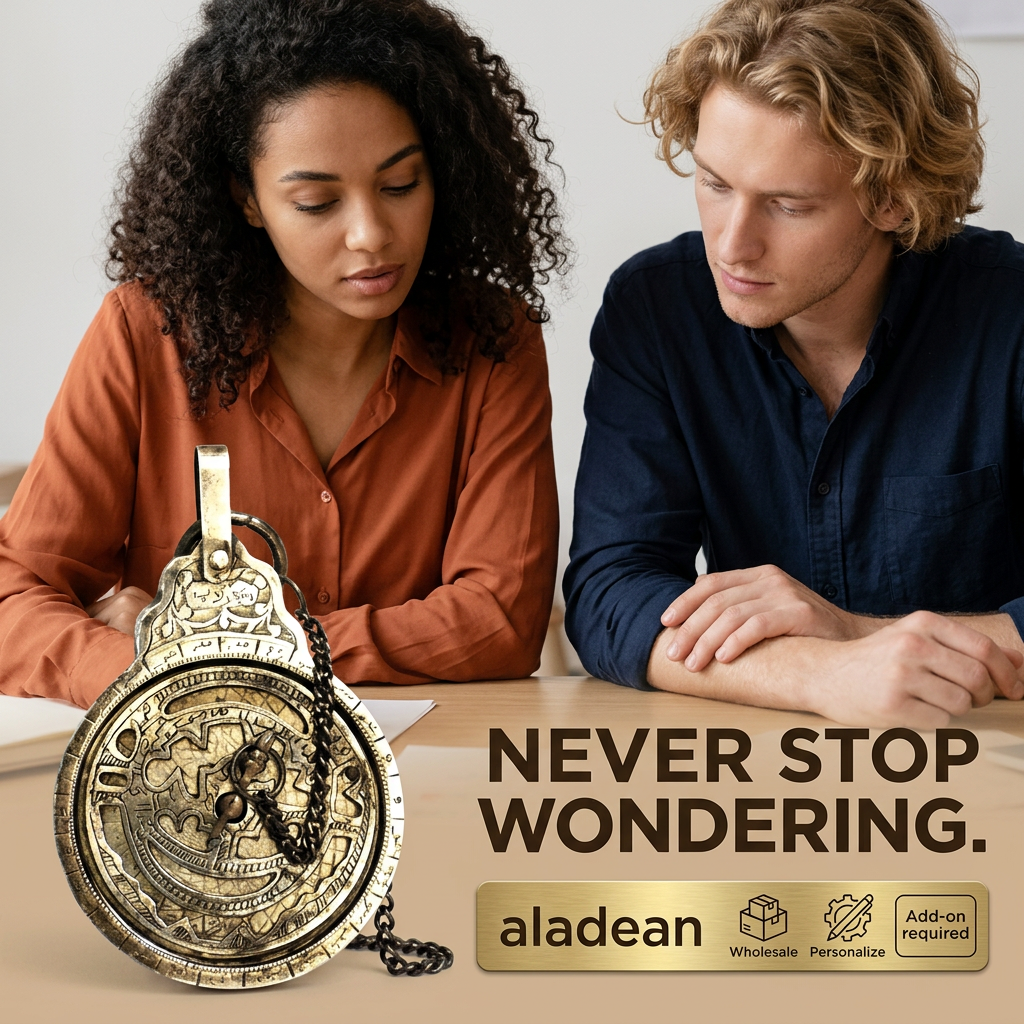 Brass astrolabe replica with chain