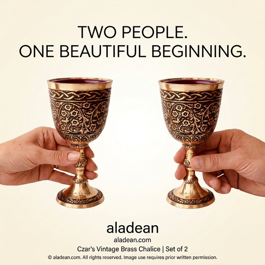Brass chalice engagement gift pair
